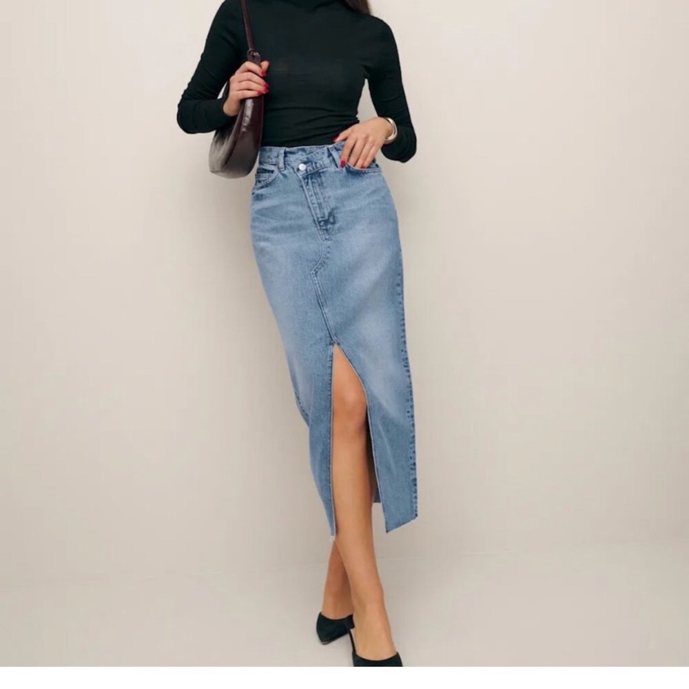 Reformation Light Blue Denim Pencil Skirt